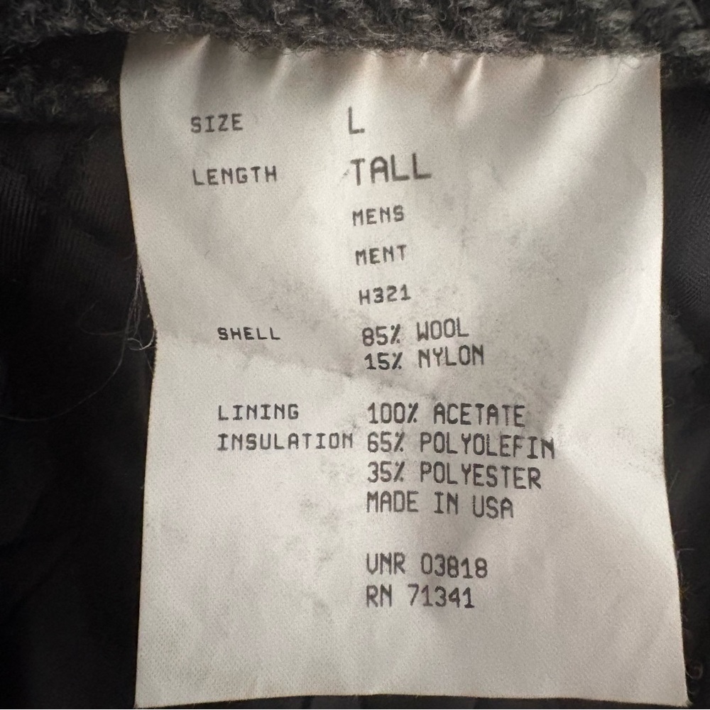 L.L. Bean Wool Thinsulate Sport Coat Mens L Tall Charcoal Herringbone Made USA - Picture 9 of 12